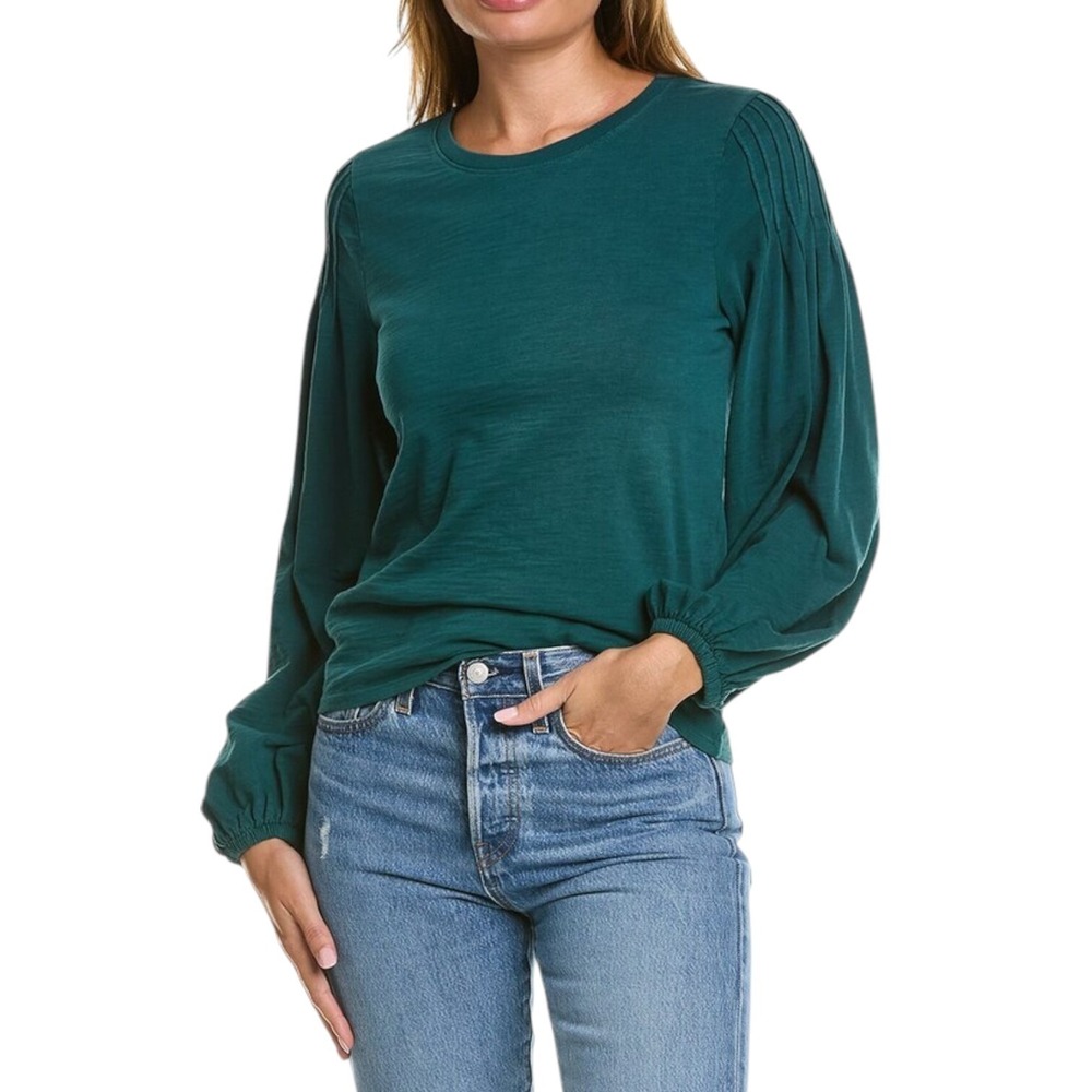 Nation LTD Sabine Shirt Womens Medium (Fit‎ as Small) Deep Teal Puff Sleeve READ